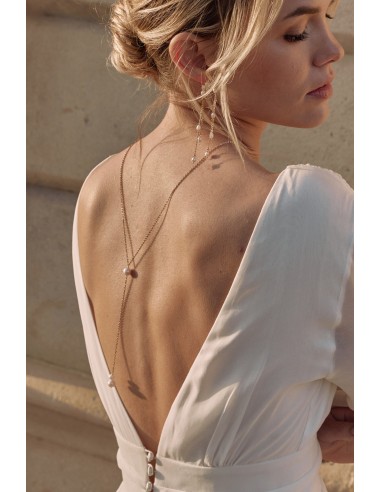 Mesange - Wedding back necklace in natural pearls shop