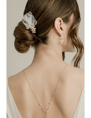 Colombe - Peigne floral pour chignon en organza pas cher