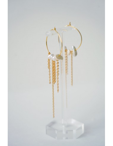 Colibri Rubi - Light hoop earrings dangling freshwater pearls les ctes